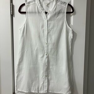 Eileen Fisher White Sleeveless Button-Down Shirt